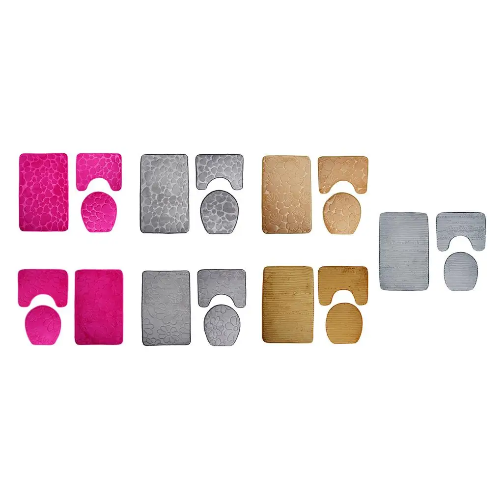 3 Pieces Bathroom Rugs Sets Non Slip Shag Bath Mat Rug for Bathroom And Kitchen Bedroom