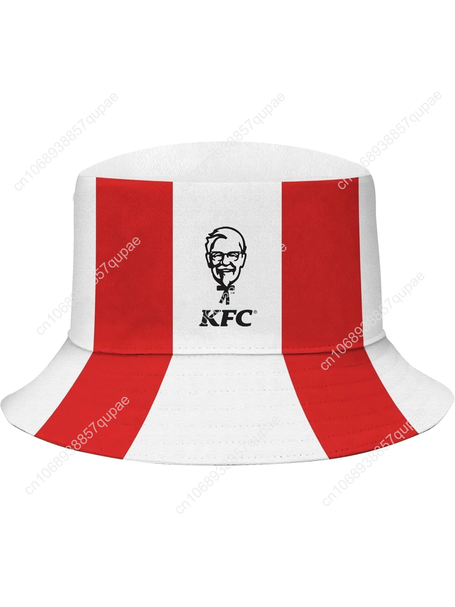 Kentucky Fried Chicken Men&rsquo;s Bucket Hat KFC Colonel Sanders White Red Stripes Fried Chicken Brim Officially Licensed