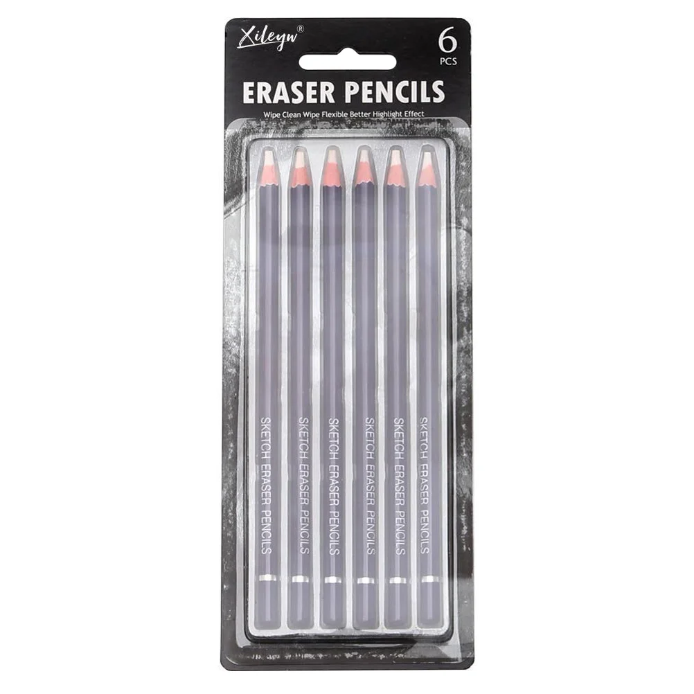 

6Pcs Sketch Rubber Pencil Eraser Pencil Decorative Eraser Sketch Eraser Student Supplies