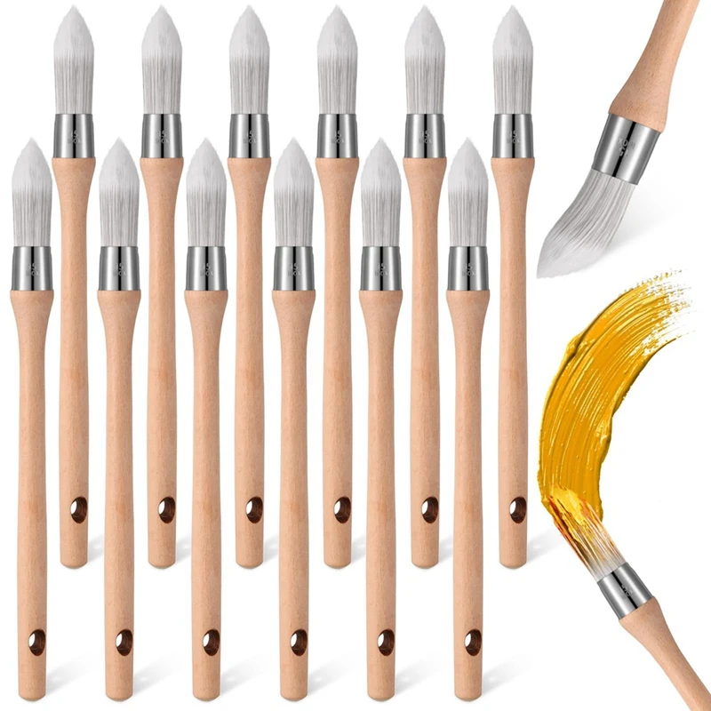 

12Pcs Trim Painting Tool Edge Clean Painting Tool Corner Paint Brush Round Small Paint Brushes Thin Trim Brush Durable 24Cm