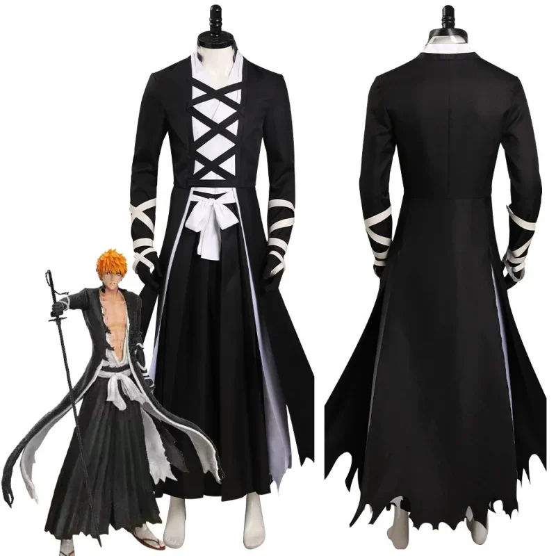 

Anime BLEACH Kurosaki Ichigo Cosplay Costume Coat Outfits Halloween Carnival Suit