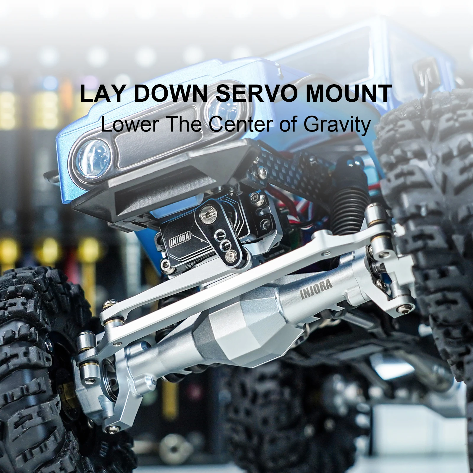 INJORA +4mm ダイヤモンドアクスル、レイダウンサーボマウント