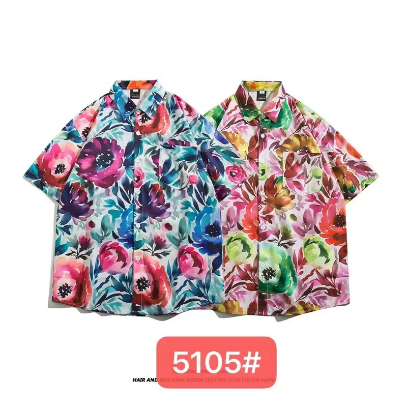 Printed Short Sleeved Shirt Korean Version Fashionable Men's And Women's Business Travel Lightweight Couple Outfit Summer Shirt