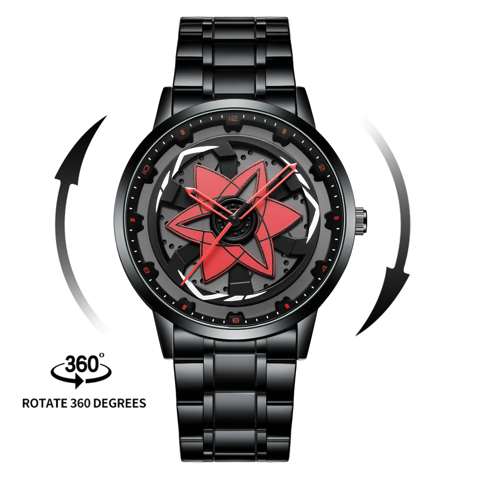 3D Real Man Waterproof Rotate Quartz Watches Super Car Rim Spinning Men ...