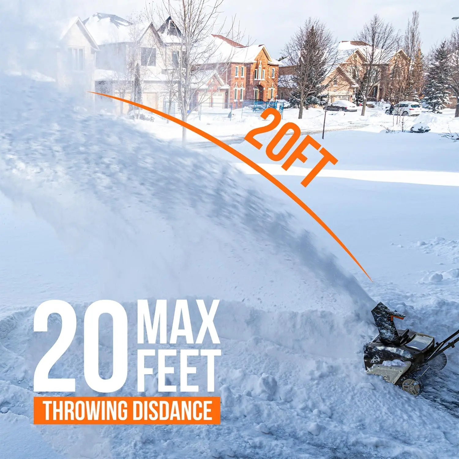 2X20V Cordless Snow Blower, 20 Inch Snow Thrower with 4.0Ah Battery, Electric Snow Blowers with LED Spotlight and Brushless Moto