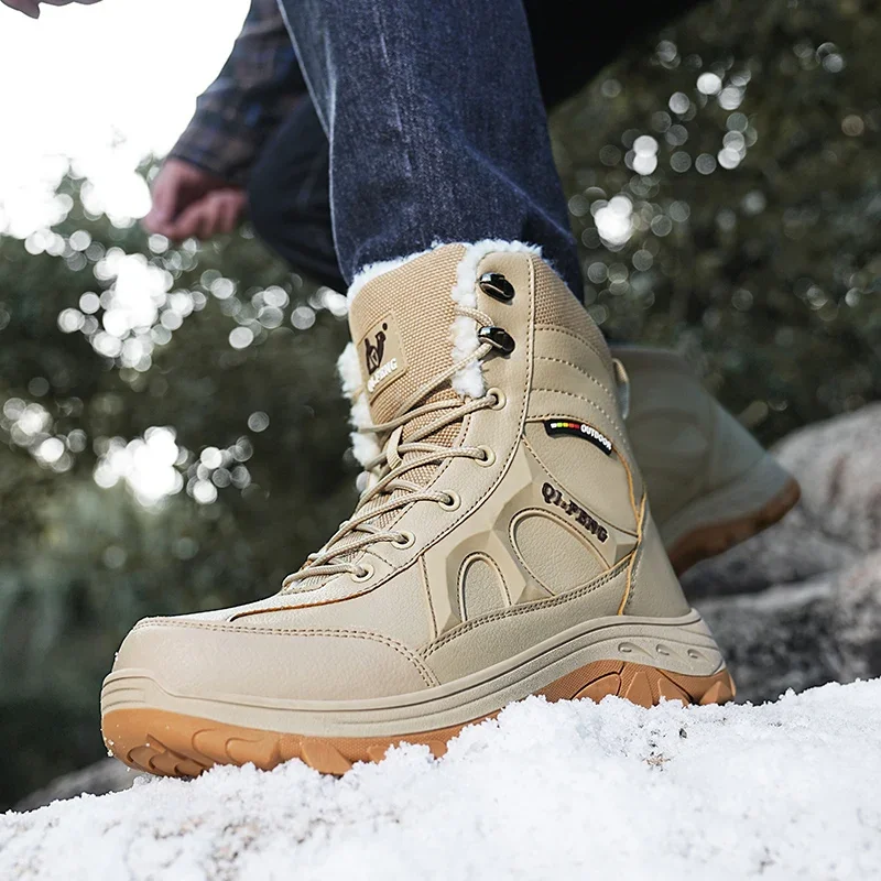 New Winter Men's Boots Warm Plush High-Top Snow Boots Waterproof Men Hiking Boots Outdoor Sneakers Men Work Fashion Ankle Boots