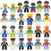 Big Size Figures Building Block Doll Family Farmer Pirate Worker Doctor Policemen Large Brick Compatible Build House Duploes Toy 6
