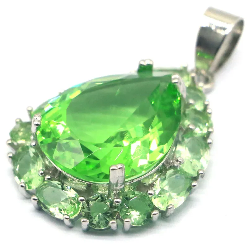 6g Customized 925 SOLID STERLING SILVER  PENDANT Colorful Beautiful Aquamarine Peridot Tsavorite Garnet Pink Tourmaline For Wome