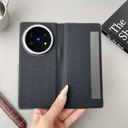 Customized Business Fiber Texture Leather Full Cover Flip Case - Shockproof and Skin - Friendly - Vivo X Fold5 (Fiber black)