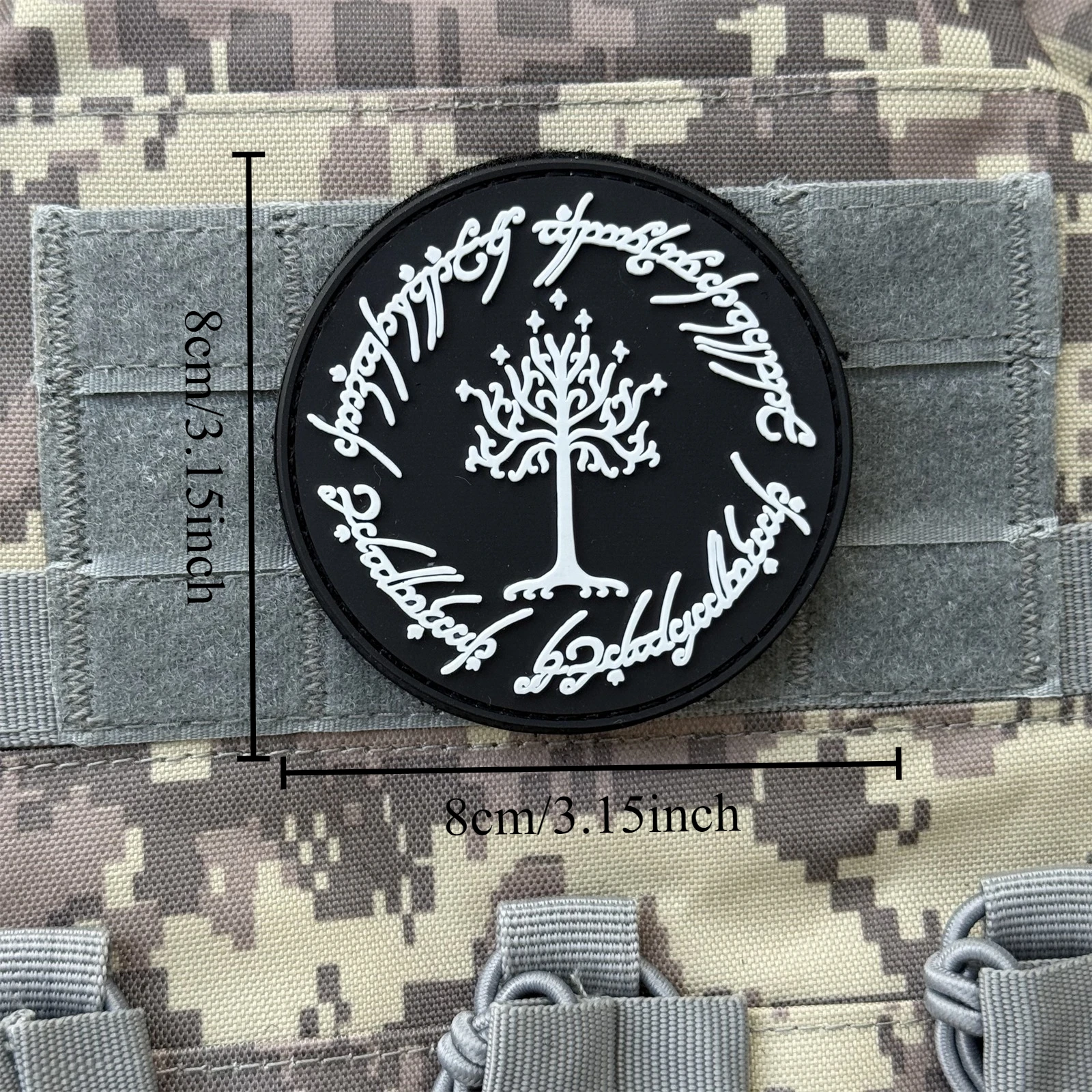곤도르의 나무 쉐브론 전술 모랄 배지 PVC 패치 옷에 부착하는 후크 앤 루프 군용 패치 배낭 스티커 장식