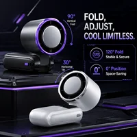 Ventilateur portable, ventilateur pliable à suspendre au cou à 5 vitesses, vent puissant, batterie longue durée 9H 4000mAh, mini refroidisseur d'air pour les voyages et les activités de plein air 3