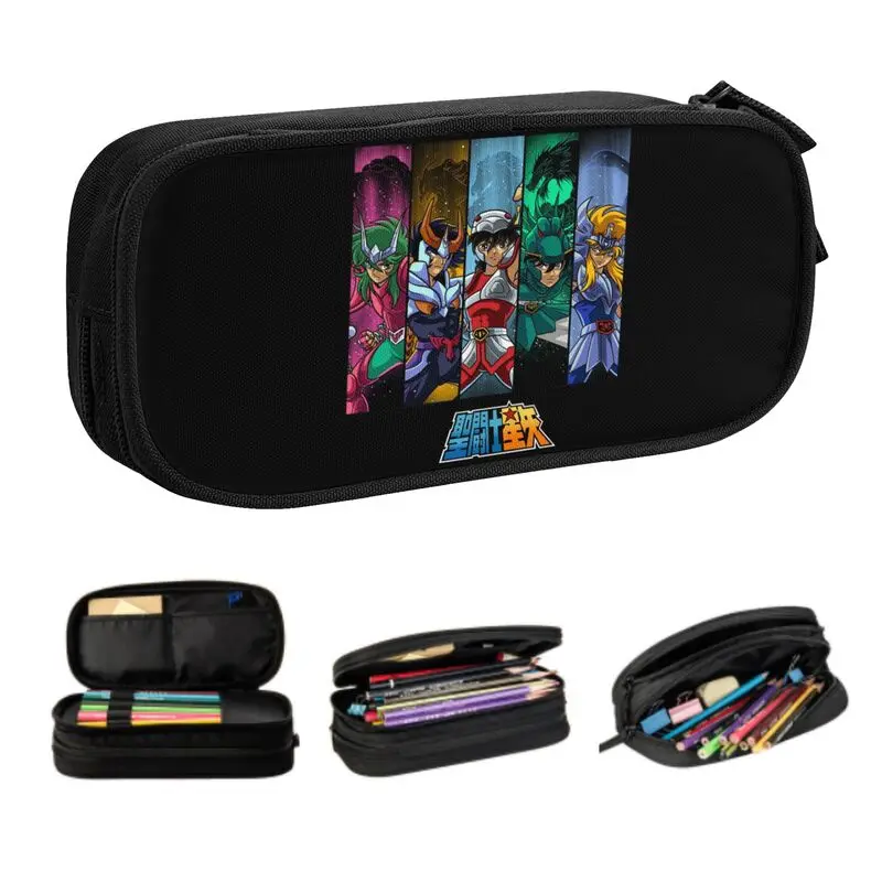 

Knights Of The Zodiac Pencil Cases for Girls Boys Large Storage Fashion Manag Saint Seiya Pen Bag Box Stationery