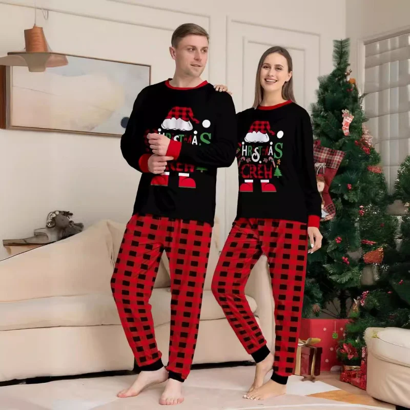 thumbnail image 4 of Conjunto de pijamas familiares de Feliz Navidad, conjuntos para padres e hijos, traje informal de 2 piezas, mameluco para bebé, pijamas suaves y cálidos, aspecto navideño familiar, 4 of 5