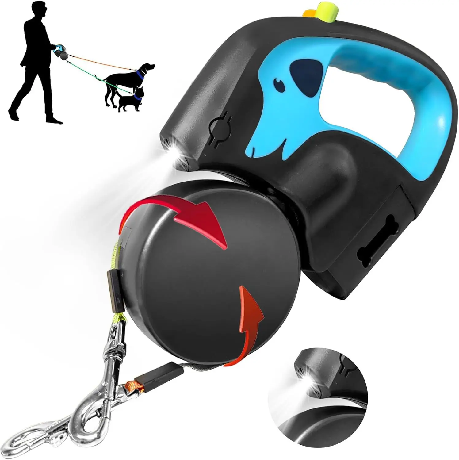 Auto Retractable Dog Leash 3M Extendable Rope For 2 Dogs Outdoor Travel Walking Traction Rope with Flashlight and Poop Bag Box Auto Retractable Dog Leash 3M Extendable Rope For 2 Dogs Outdoor Travel Walking Traction Rope with Flashlight and Poop Bag Box