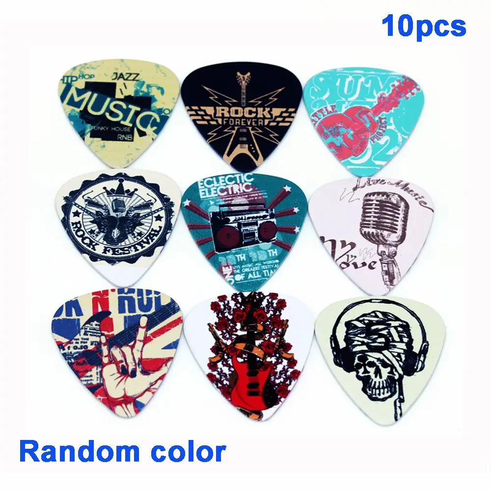 10pcs Mixed Pattern Mediator Rock Gestures 0.71mm Acoustic Guitar Picks Plectrums Celluloid Shrapnel guitar picks