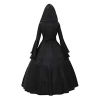 Gothic Medieval Dresses Retro Fashion Big Swing Long Sleeve Lace Up Hooded Dress Lace Flare Sleeve Dress Halloween Costumes - Image 2