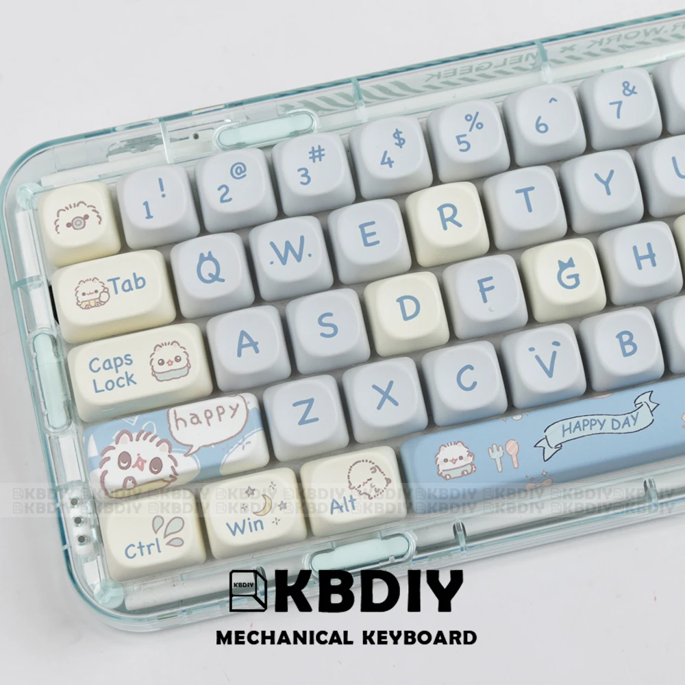 

KBDiy MOA Profile PBT Keycap Anime Cute Blue Cat Theme 143Key/Set MAC Keycaps Custom for Mechanical Keyboard Gaming Accessories