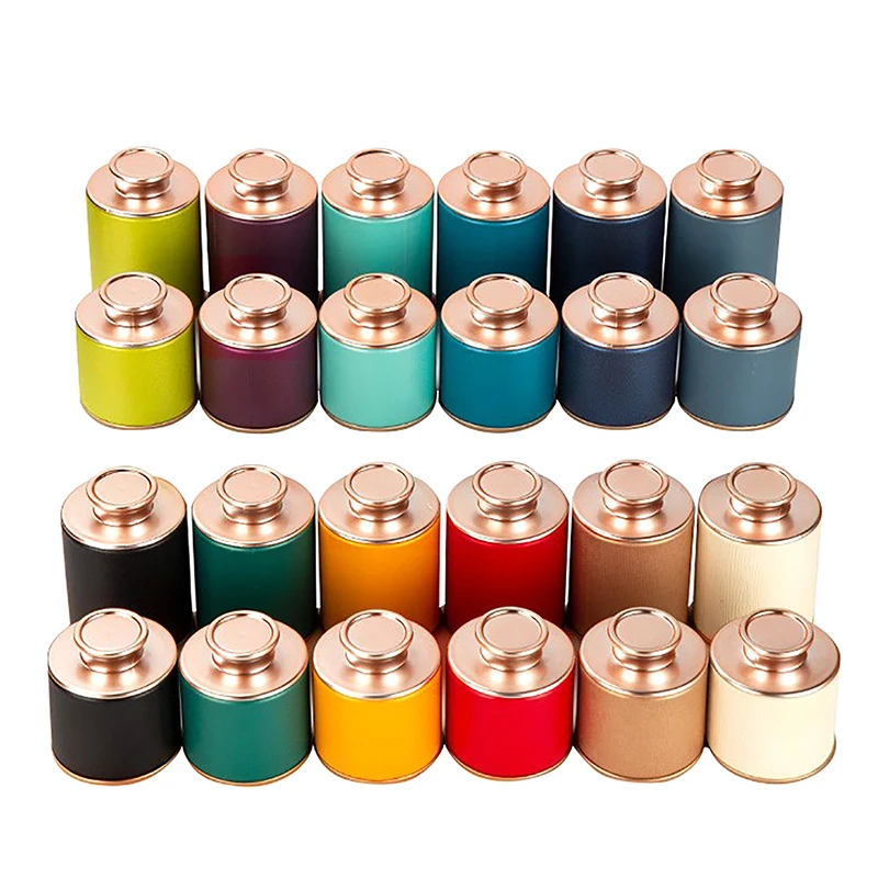 Tea Tin Box Tea Canister Airtight Container Household Mini Empty Tea Tin Can Household Green Black Tea Sealed Jar Portable Travel Small Packaging Box Paper Storage Can