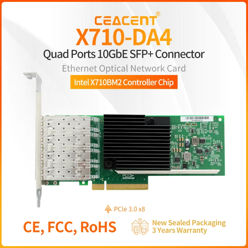 拡張カード Intel X710-DA4 10G 4 Ports SFP+ Ethernet CNA/NIC - PCI Express X8 Quad Port