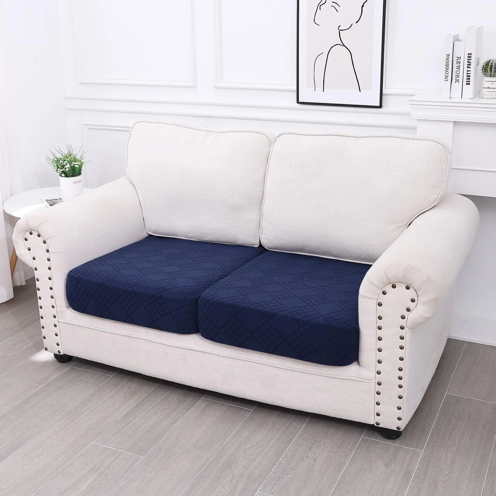 Olanly Magic Sofa Covers Washable Fashion Universal Couch Cushion Covers Navy Cushion Loveseat Large Size Stretch Couch Sofa 5