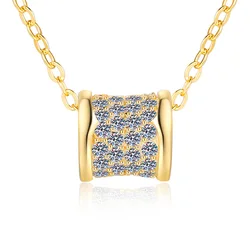 Elegant S925 Sterling Silver Moissanite Pendant Necklace (Gold cross chain)