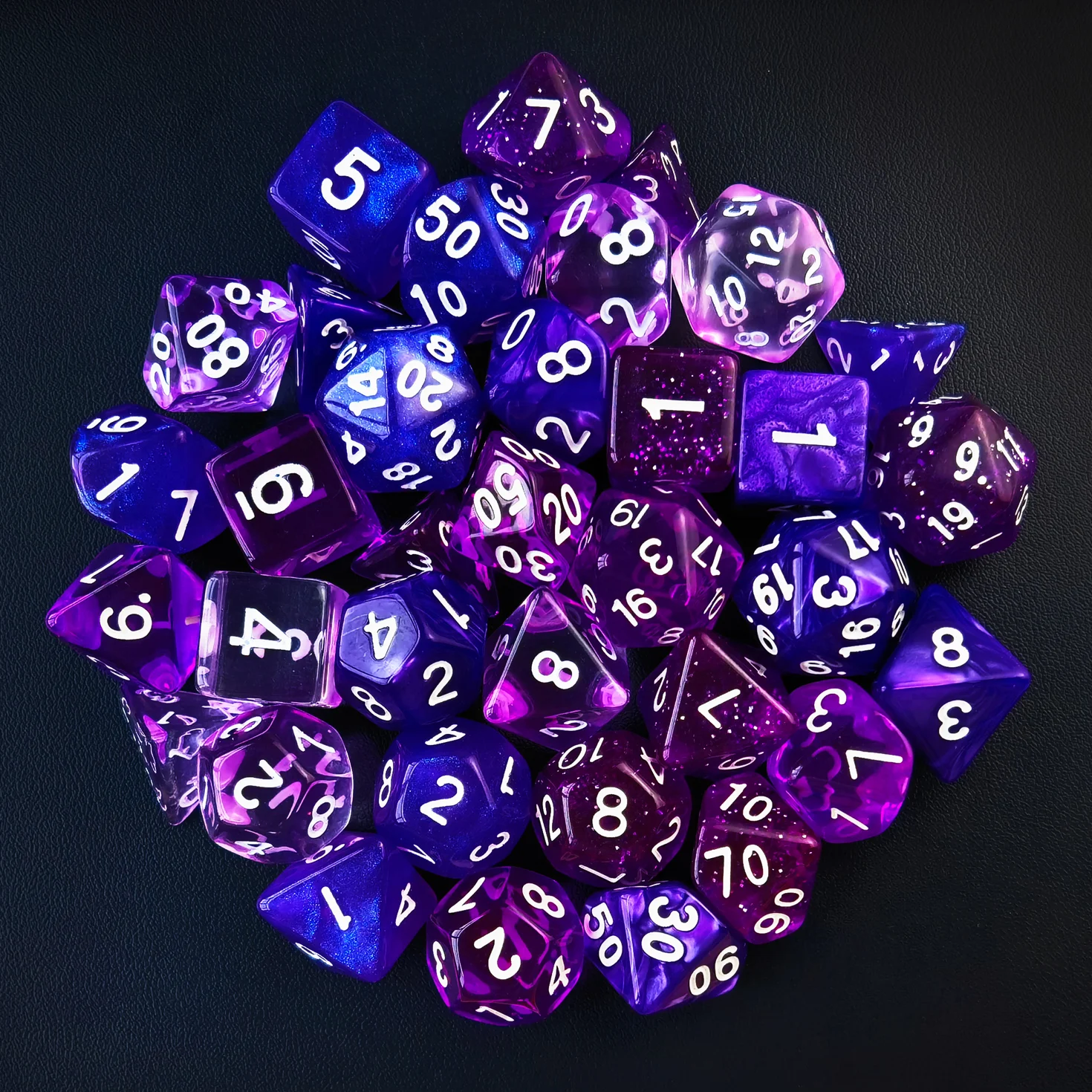 Bescon RPG Dice Set 35pcs , DND Role Playing Game Dice 5X7pcs Amethysts Set and Emeralds Set 3