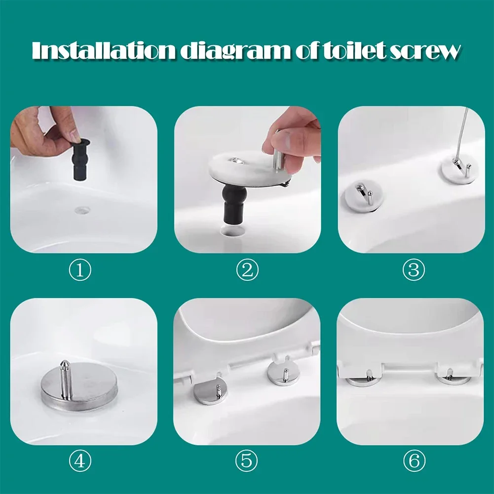 Vis De Charnière WC - Lot De 2 Avec écrous En Inox Et Boulons Caoutchouc - Remplacement Universel (4 Pouces)