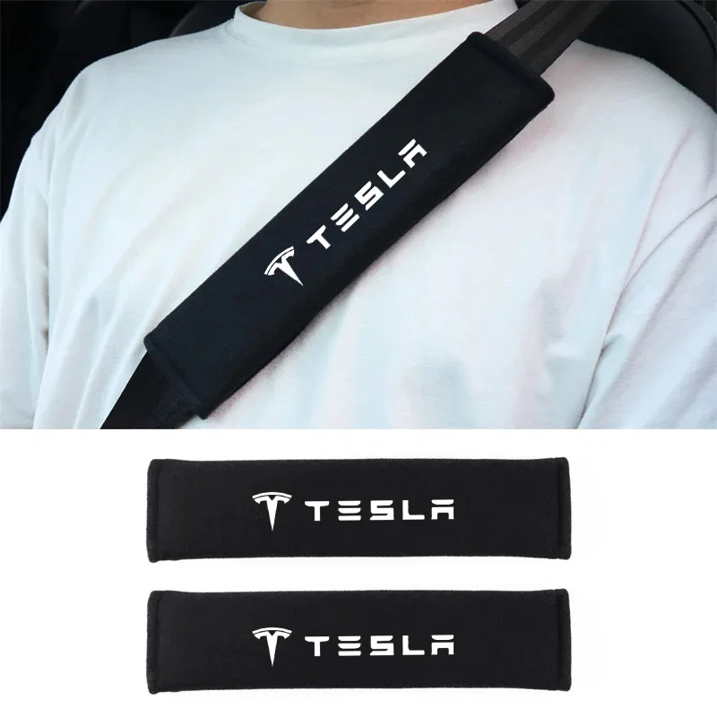 2Pcs Seat Belt Covers Tesla Model Y Model 3 X S Car Safety Belt Cover Adjustable