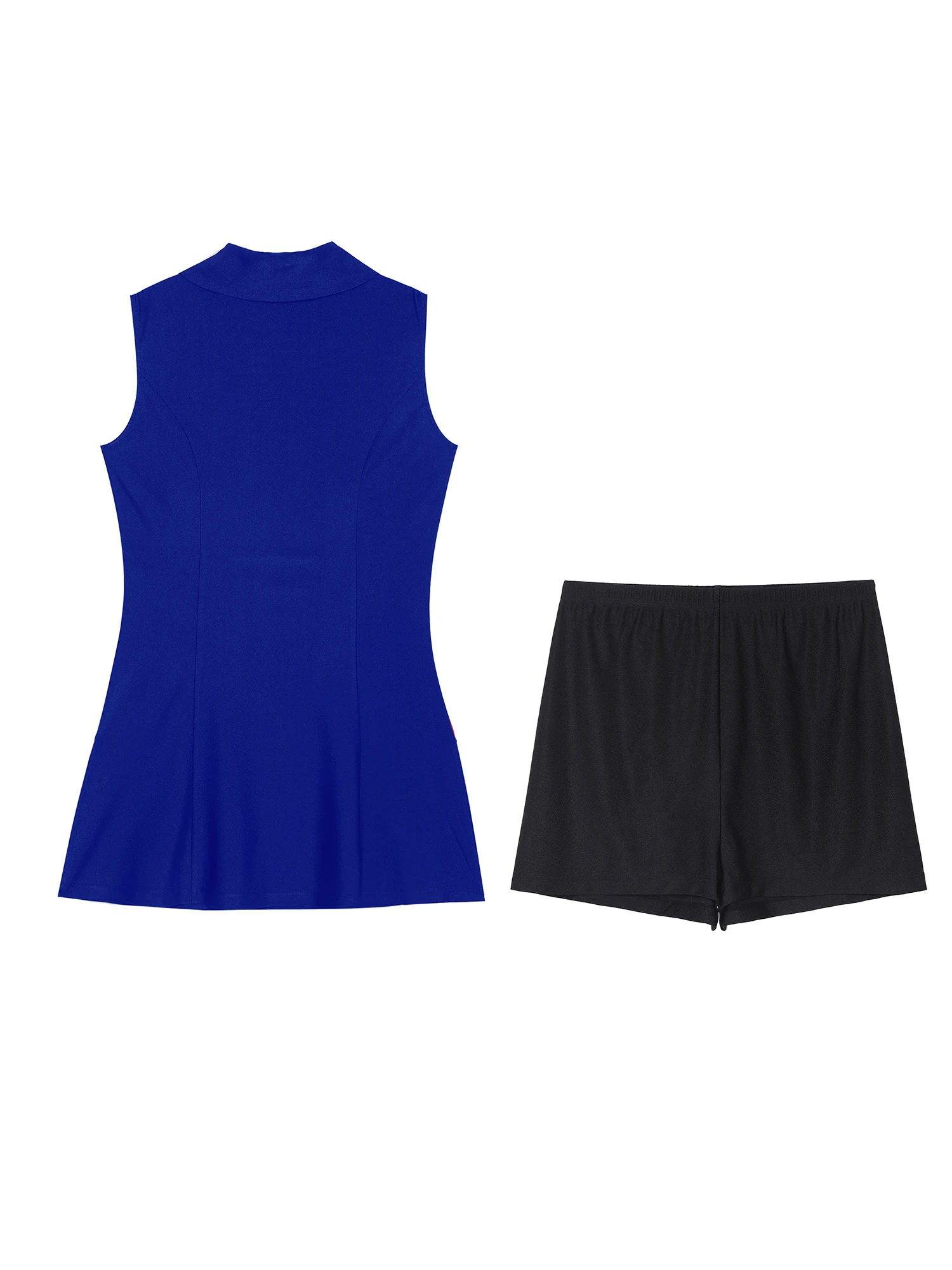 Womens Tennis Dresss Badminton Golf Outfit Sports Set Sportswear Outdoor Activities Sleeveless Zipper Athletic Dress with Shorts