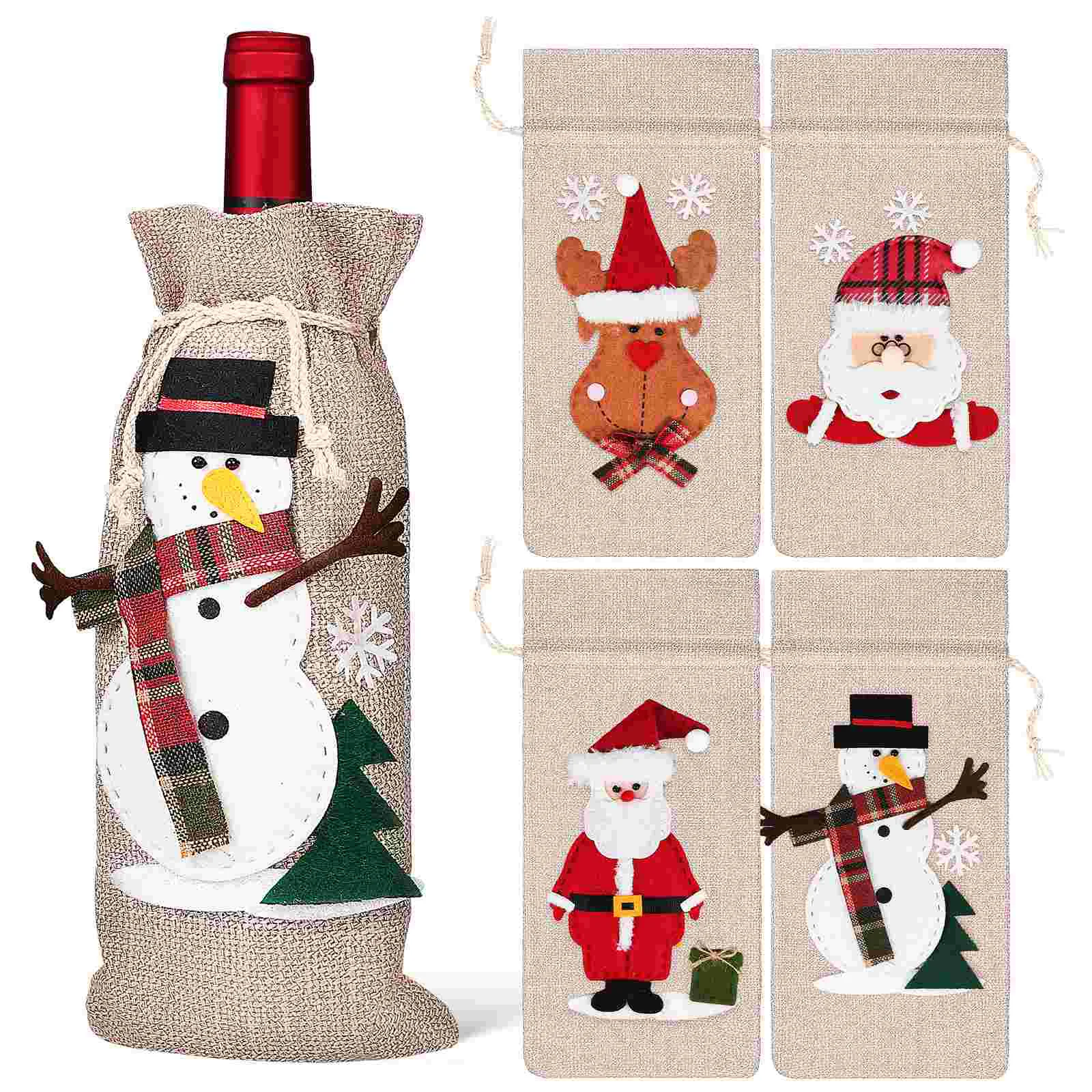 

Christmas Bottle Decoration Cover Bag (set of 4) Bags For Bottles Presents