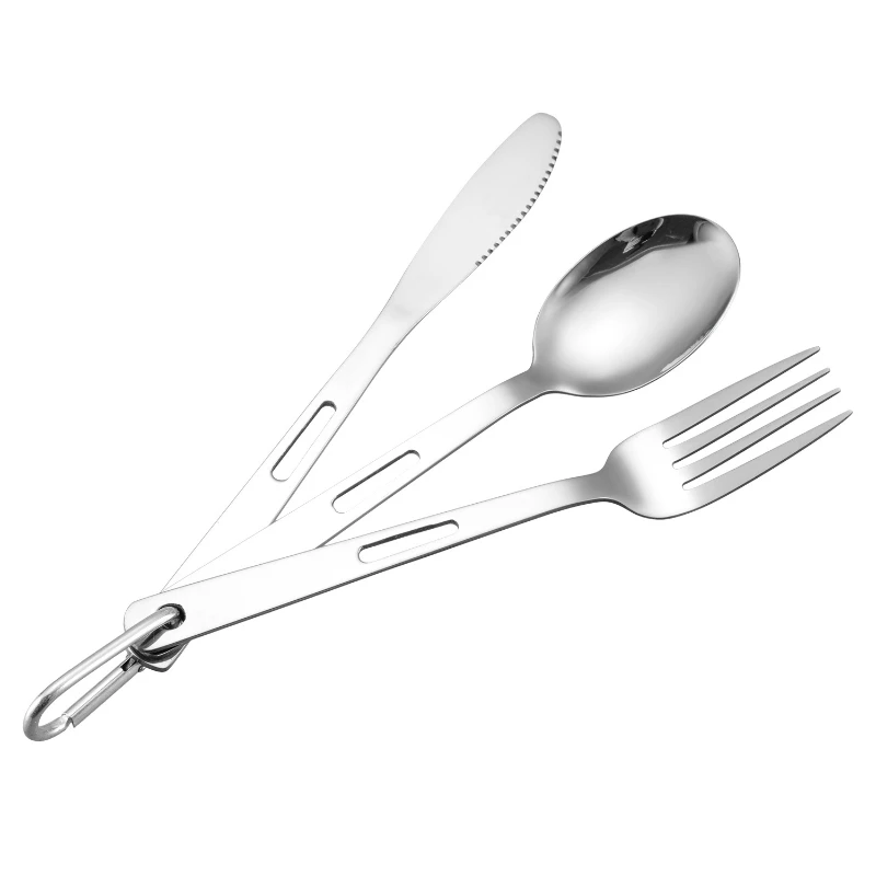 

3PCS Outdoor Camping Tableware Picnic Stainless Steel Knife Fork And Spoon Set Travel Portable Tableware