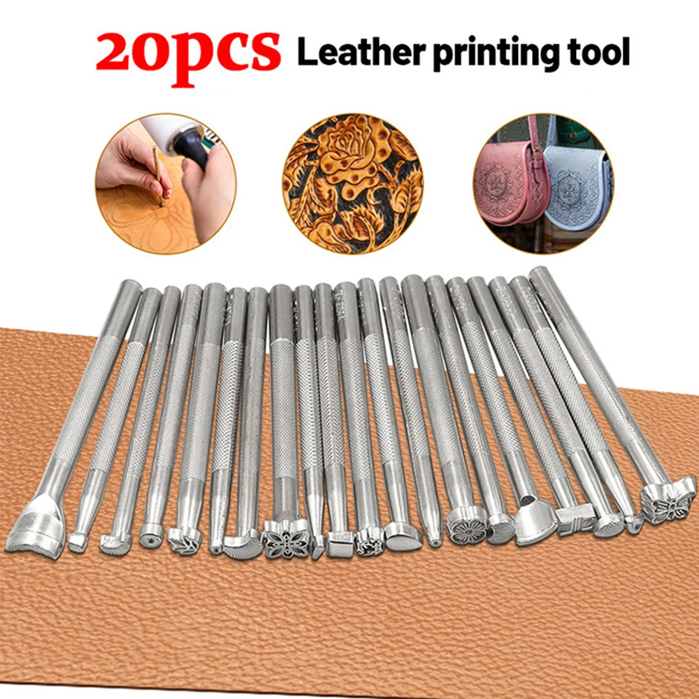 

Leather Carving Engraving Printing Tools DIY Hand Sewing Cowhide Leather Staming for Leathercraft Tanning-sik Emboss