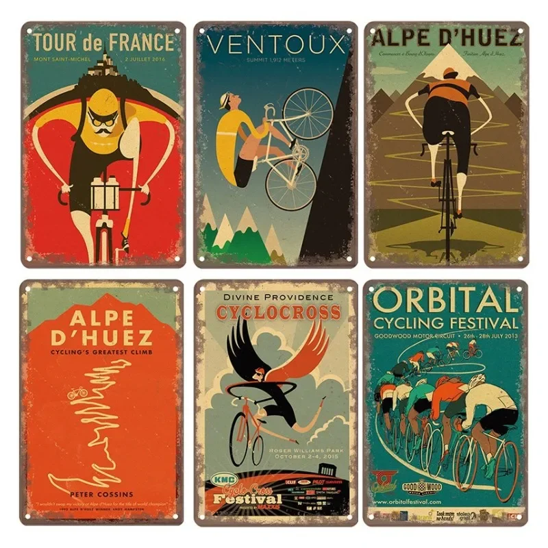 

Bicycle PosterVintage Metal Signs Plaque Cyclocross Metal Plate Tin Sign Garage House Wall Decor 8X12 Inch