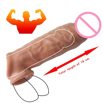 Man Nuo Realistic Penis Sleeve Condom For Male Penis Enlargement Extender Reusable Cock Cover Delayed Ejaculation Adult Sex Toys 4
