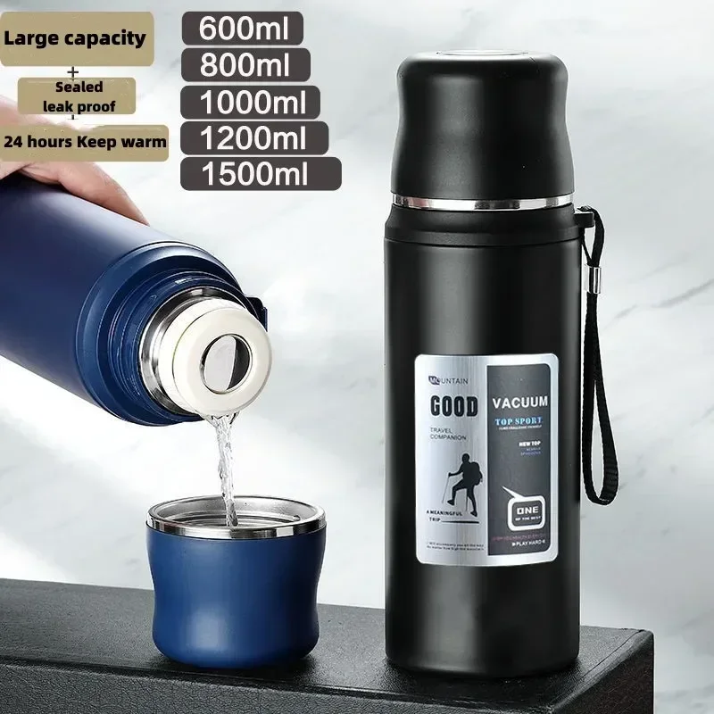Large Capacity Stainless Steel Water Bottle With Lid Cup Coffee Vacuum Flask Outdoor Travel Thermal Cup Leakproof Thermos Bottle 1