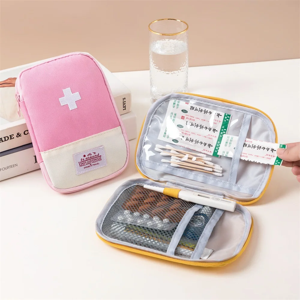 Portable Mini First Aid Kit Bag - Travel Medical Storage Pouch in Macaron Colors