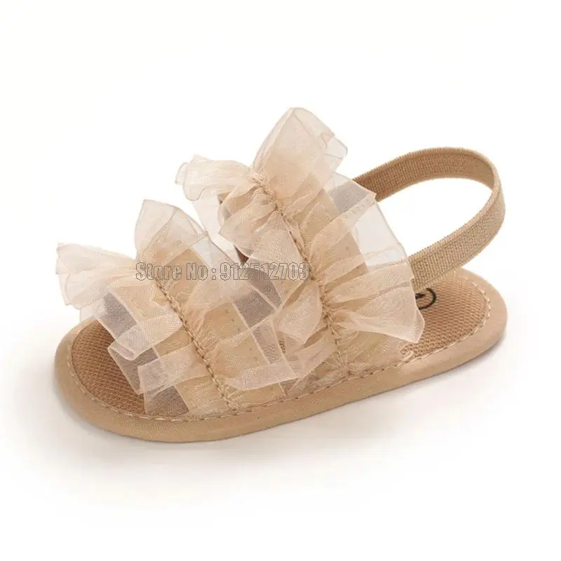 Cute Summer New Baby Girls Sandal Mesh Lace Princess Perspective Anti-slip Sandals Toddler Soft Soled Prewalker Baby Shoes