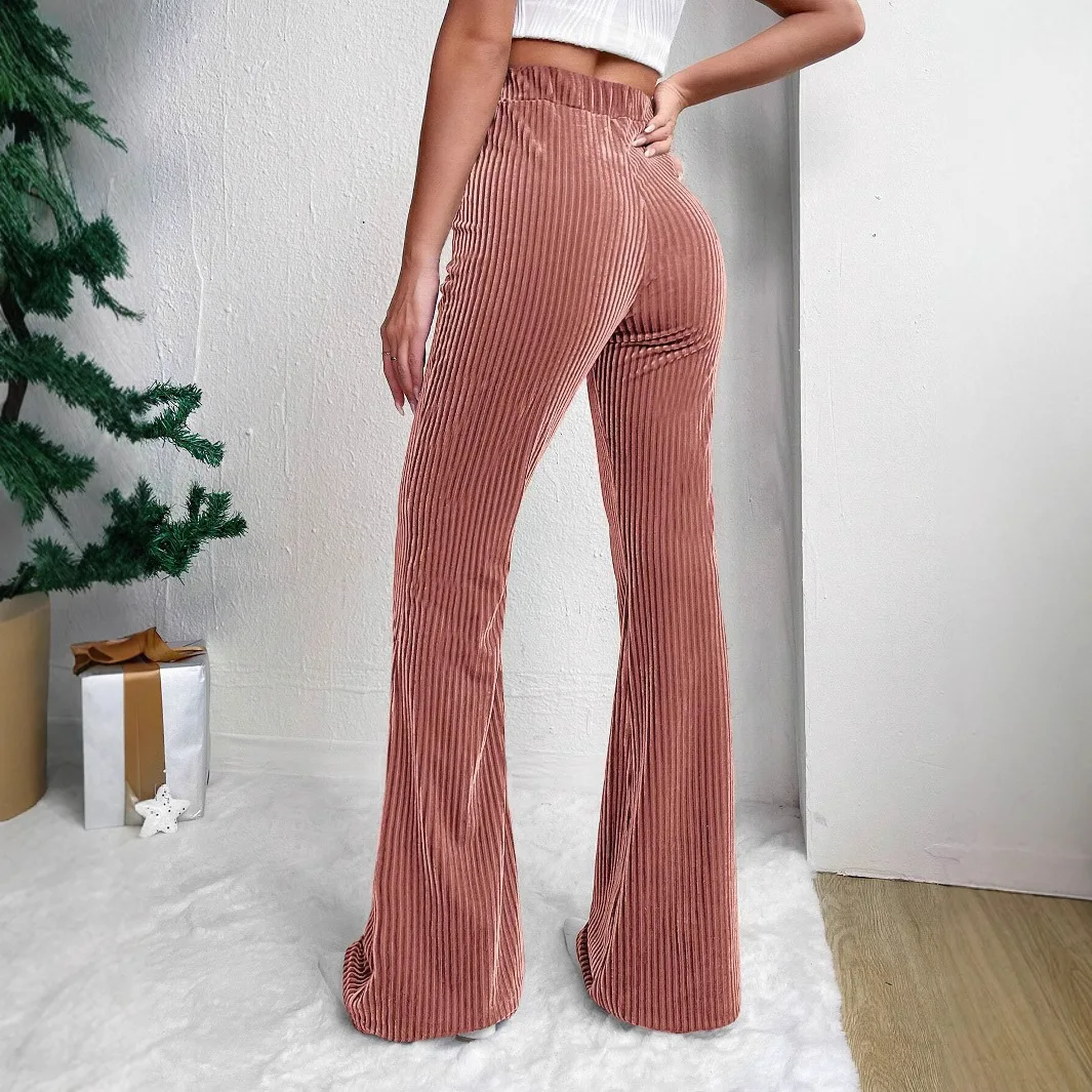 Corduroy Wide Leg Flared Pants for Women Spring Autumn