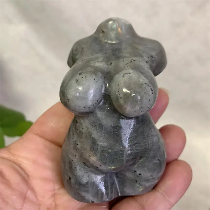 

Natural Labradorite Goddess Statue Carving Crystal Woman Body Torso Healing Stone Decor Quartz Gift 1pcs