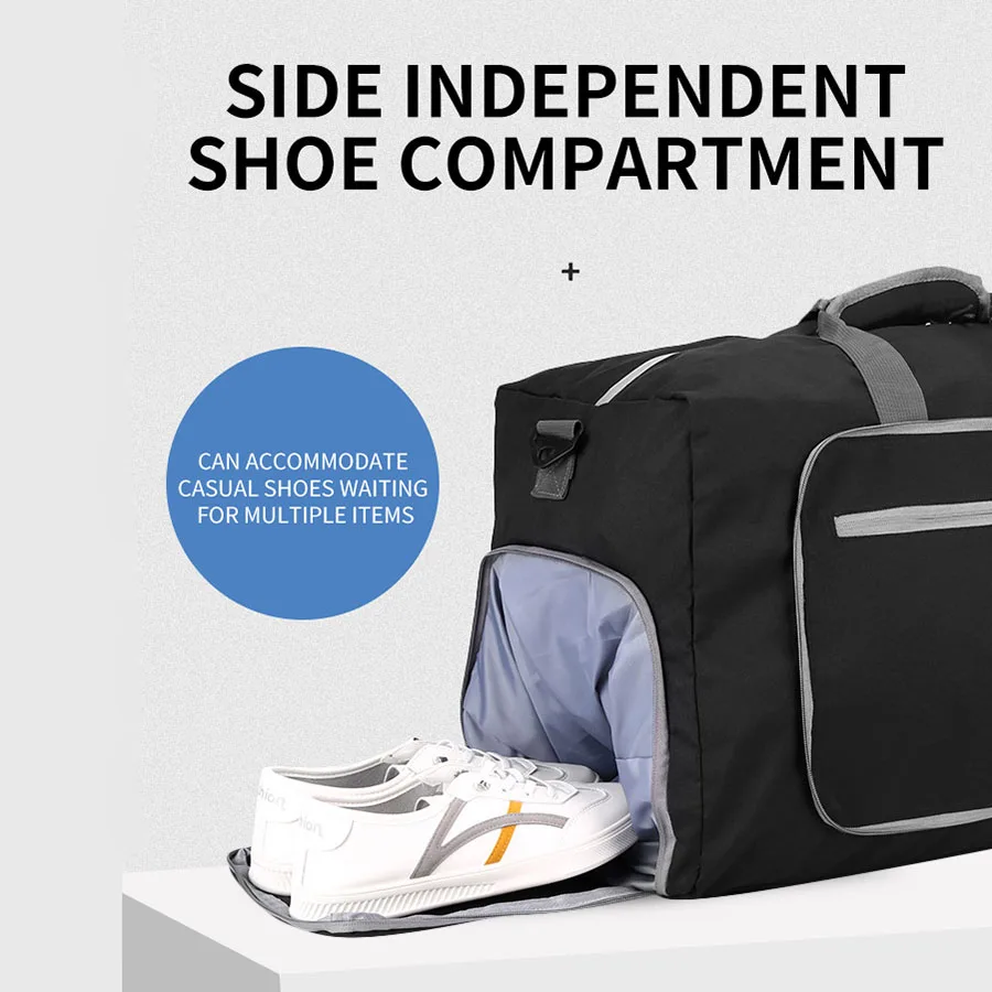 Foldable Travel Handbag Large Capacity Fitness Sports Bag Independent Shoe Compartment Multifunctional Storage Bag Unisex Multifunctional Luggage Bag