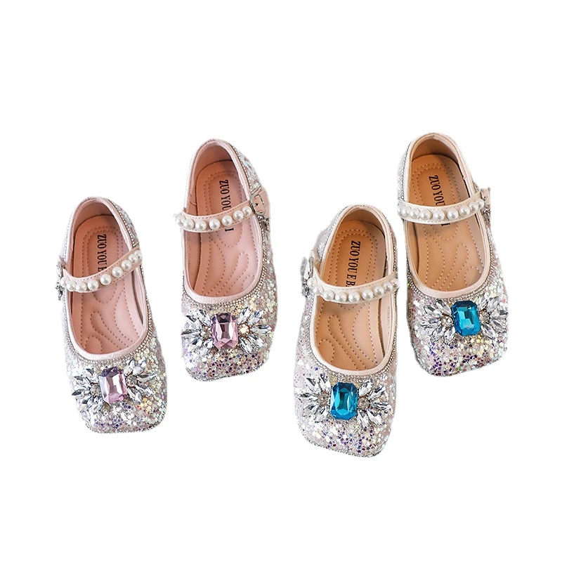 

Princess pink diamond Casual flat bottom Shoes Kids Party Dance Shoes Baby Student Children's Performance Shoes