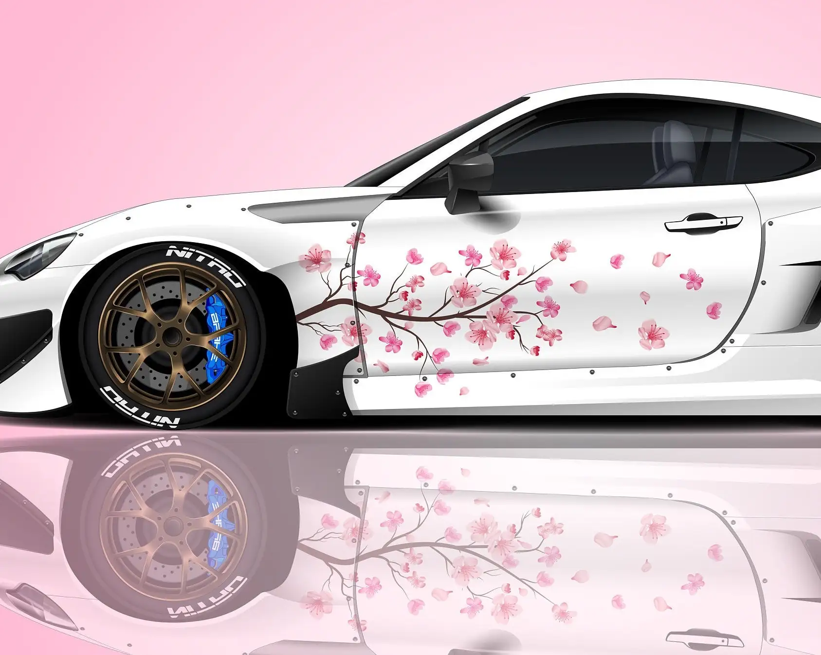 Sakura Kirschblüte Livree, Japanischen Seite Auto Aufkleber, Universal  Größe, große Fahrzeug Graphicscar Lange Streifen Aufkleber 2PCS - AliExpress