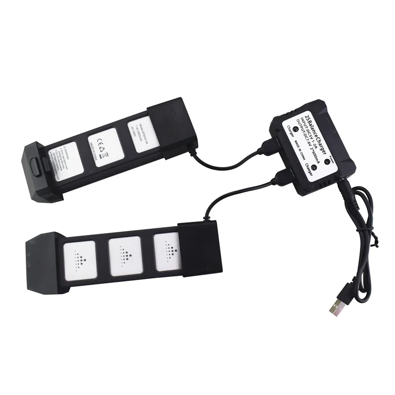 Chargeur d'équilibrage 2 en 1 pour drone HS720 HS720E, connecté à une batterie LiPo.