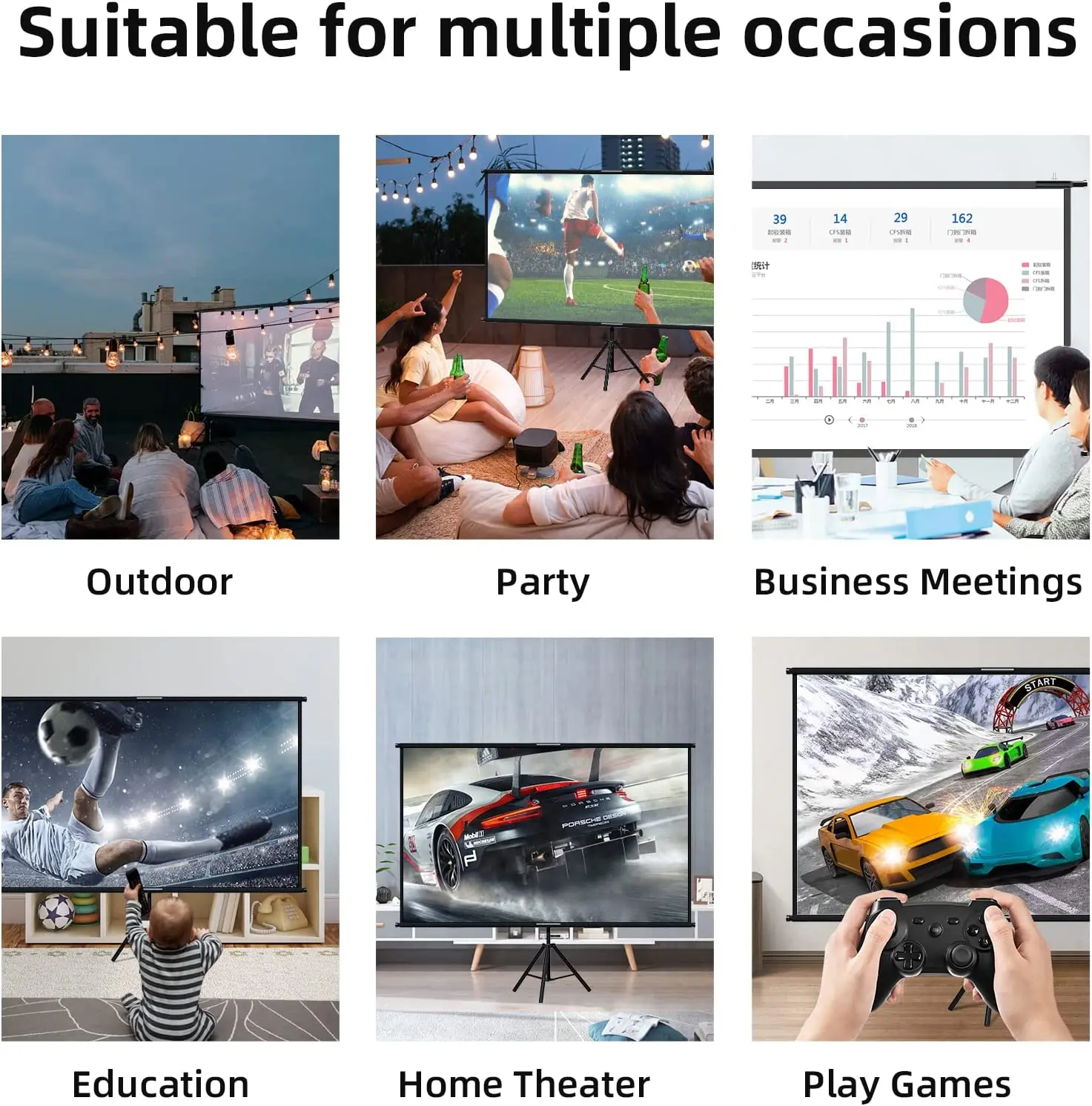 شاشة عرض VEIDADZ مع حامل قابل للطي أبيض خالي من ال...