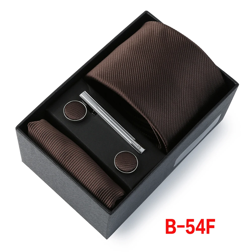 Krawattenset für Herren 2026 Neu Manschettenknöpfe Krawattenklammer Quadratisches Taschentuch Geschenkbox Klassischer Streifen 6-teiliges Set Business Hochzeit Anzug Accessoire – Detail 20