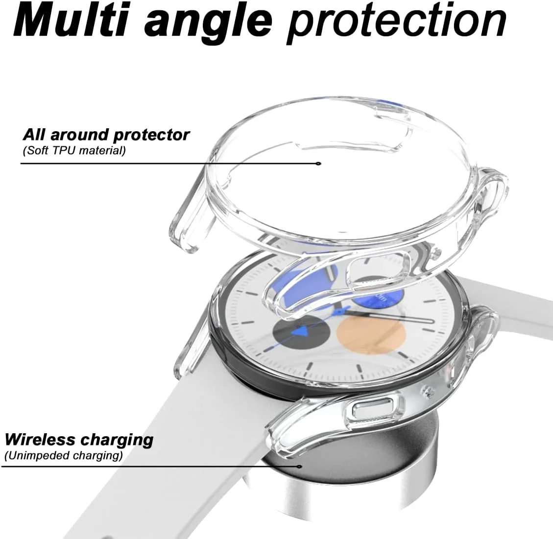 Watch screen protector case Silicone Case For Samsung Galaxy Watch 7 6 4 5 40MM 44MM All-Around Screen Protector Soft TPU Protective Cover 44mm 40mm
