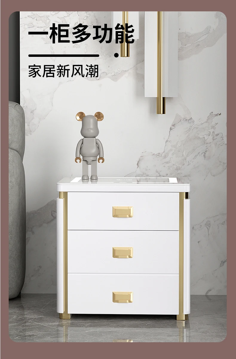 

Безопасная фотография, беспроводной зарядный замок со сканером отпечатков пальцев, современный и простой прикроватный столик, несколько