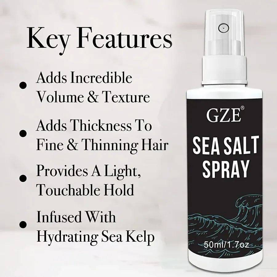 GZE 2pc Natural Sea Salt Spray for Hair Men & Women Adds Instant Volume Texture Thickness & Light Hold Texturizing