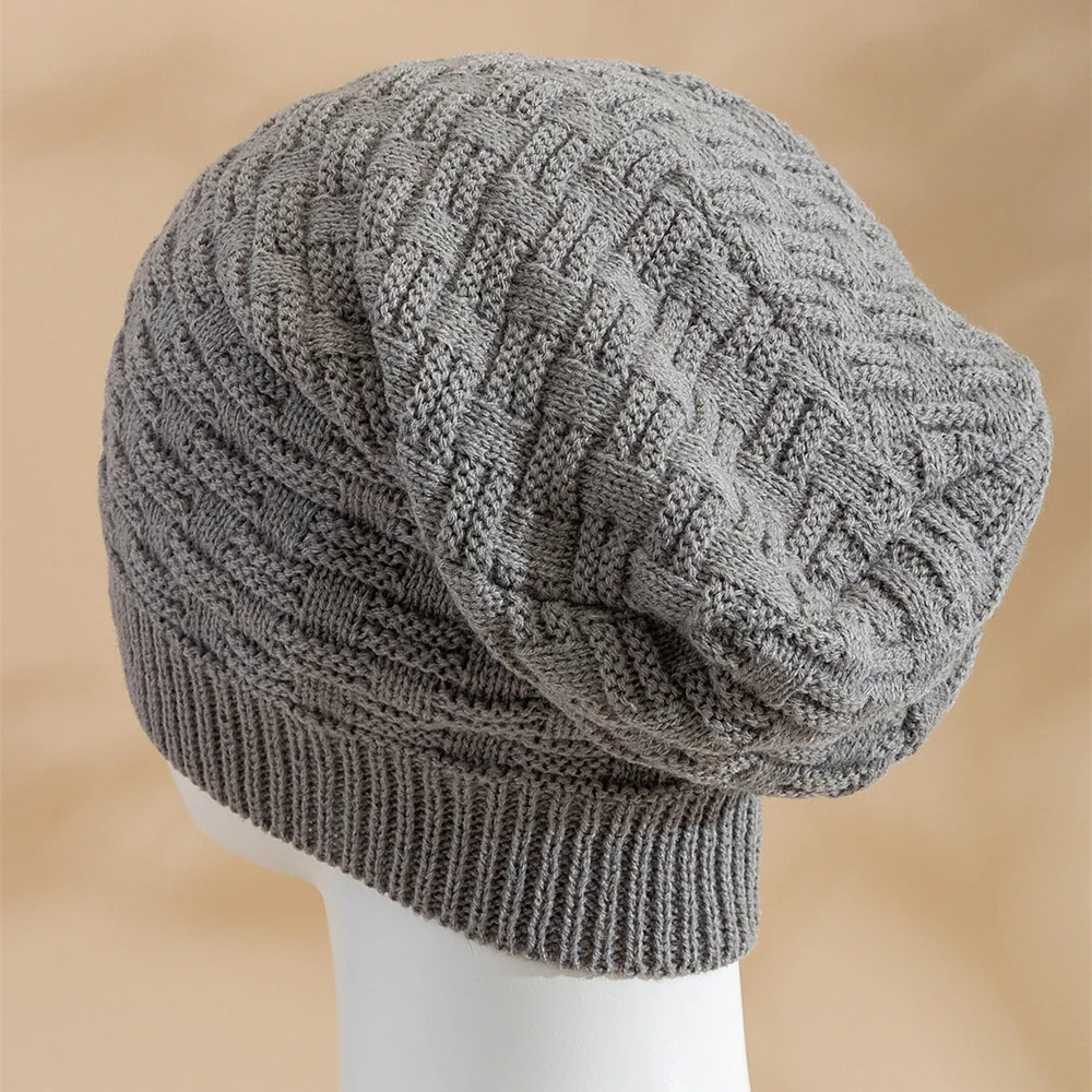 Unisex Slouchy Winter Hat Long Size Knitted Hat Casual Beanies For Men & Women Solid Bonnet Cap