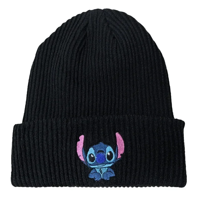 Stitch Knit Hat Cartoon Embroidered Benie Cap Cute Unisex Warm Stretchy Hats Christmas Gift for Adult Kids Outdoor Thermal Caps 3